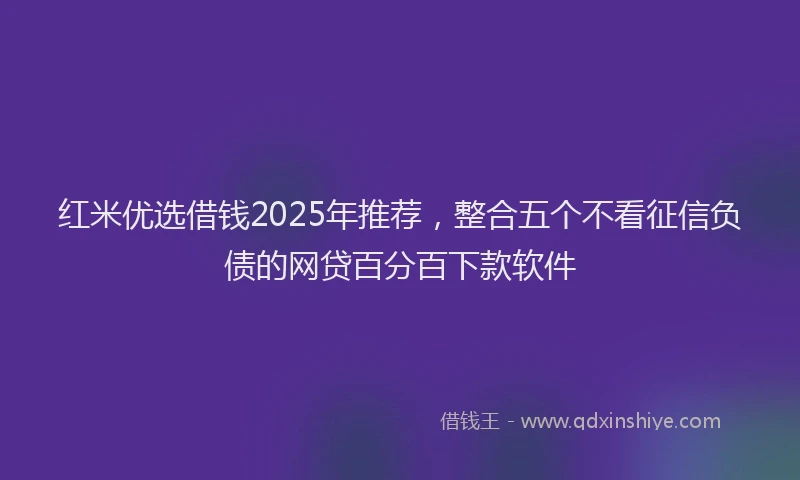 红米优选借钱2025年推荐，整合五个不看征信负债的网贷百分百下款软件