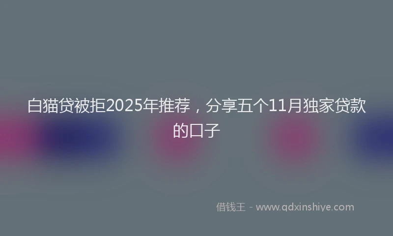 白猫贷被拒2025年推荐，分享五个11月独家贷款的口子