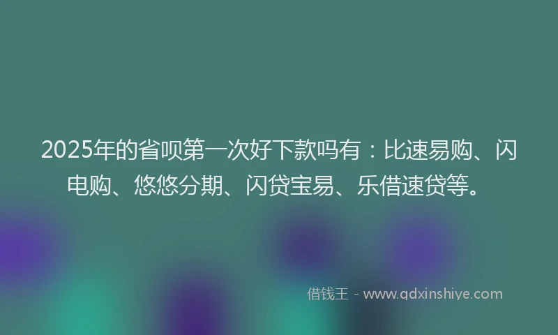 2025年的省呗第一次好下款吗有：比速易购、闪电购、悠悠分期、闪贷宝易、乐借速贷等。