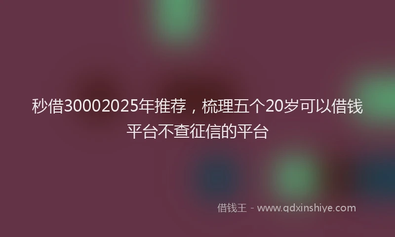 秒借30002025年推荐，梳理五个20岁可以借钱平台不查征信的平台