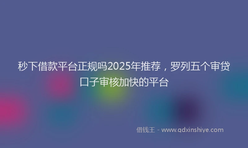 秒下借款平台正规吗2025年推荐，罗列五个审贷口子审核加快的平台