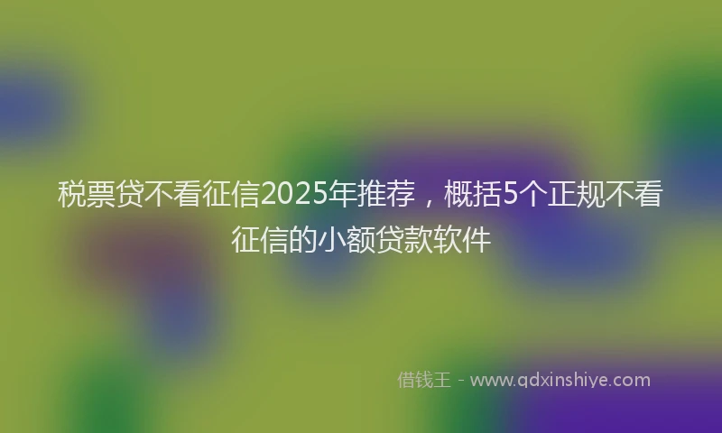 税票贷不看征信2025年推荐，概括5个正规不看征信的小额贷款软件