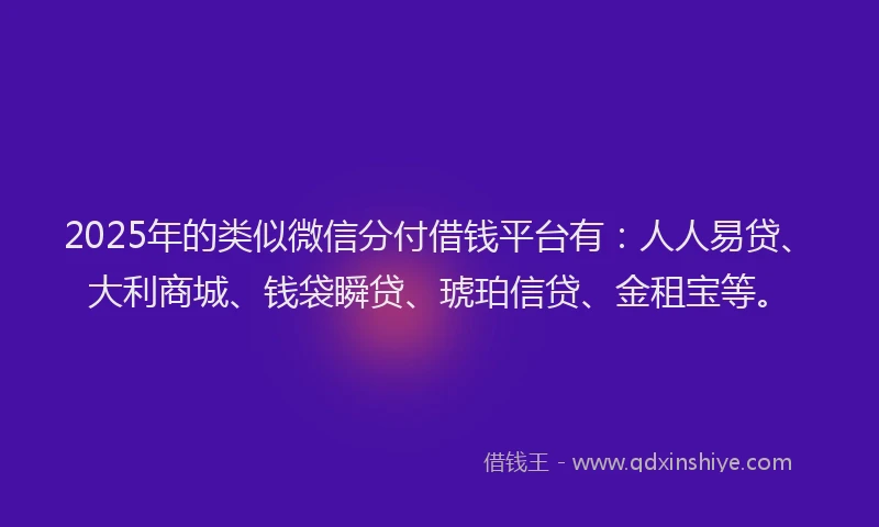 2025年的类似微信分付借钱平台有：人人易贷、大利商城、钱袋瞬贷、琥珀信贷、金租宝等。