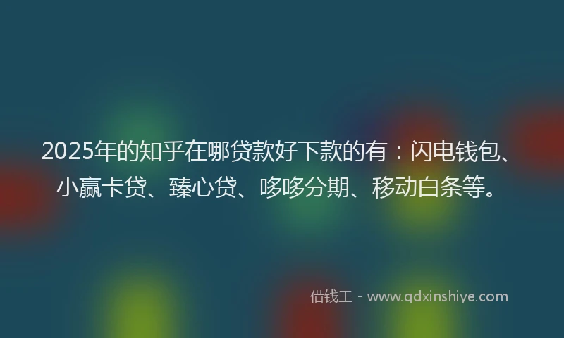 2025年的知乎在哪贷款好下款的有：闪电钱包、小赢卡贷、臻心贷、哆哆分期、移动白条等。