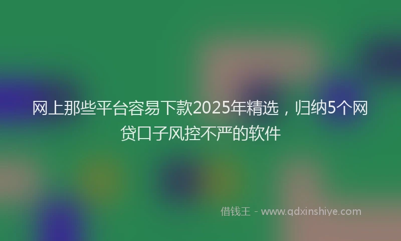 网上那些平台容易下款2025年精选，归纳5个网贷口子风控不严的软件