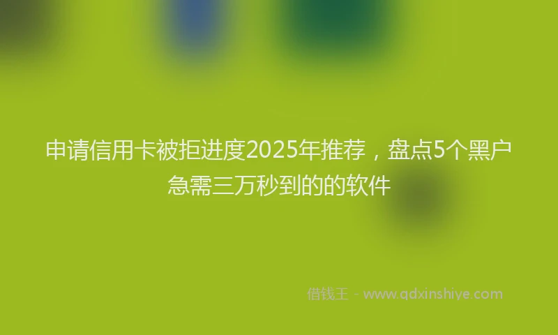 申请信用卡被拒进度2025年推荐，盘点5个黑户急需三万秒到的的软件
