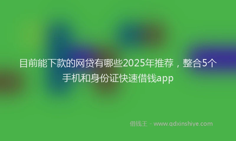 目前能下款的网贷有哪些2025年推荐，整合5个手机和身份证快速借钱app