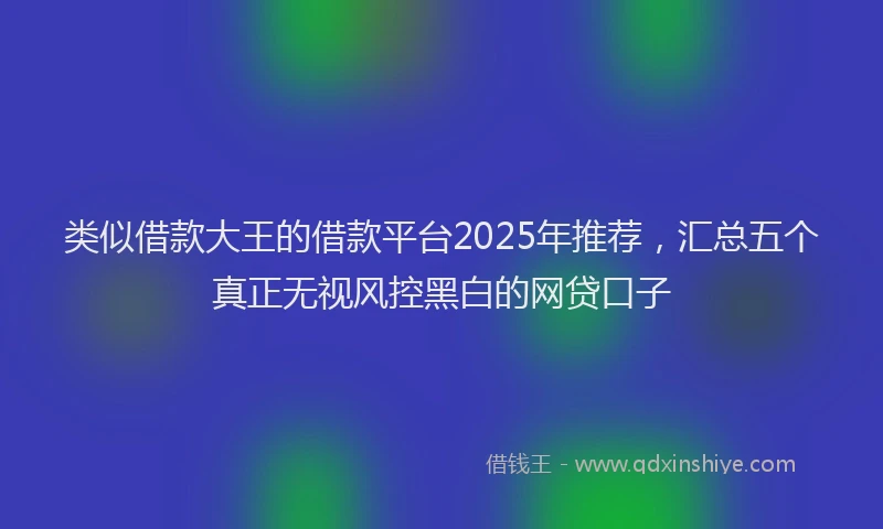 类似借款大王的借款平台2025年推荐，汇总五个真正无视风控黑白的网贷口子