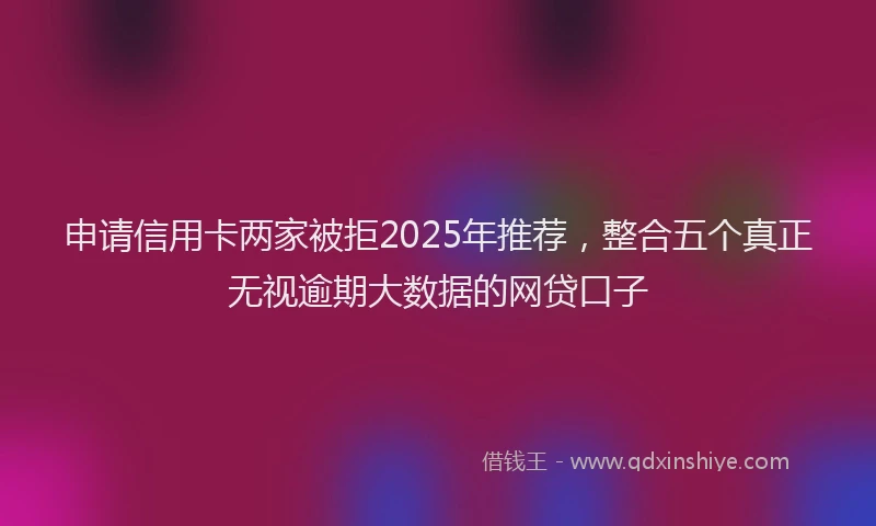 申请信用卡两家被拒2025年推荐，整合五个真正无视逾期大数据的网贷口子