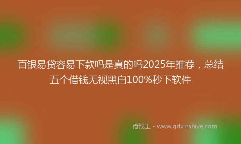 百银易贷容易下款吗是真的吗2025年推荐，总结五个借钱无视黑白100%秒下软件