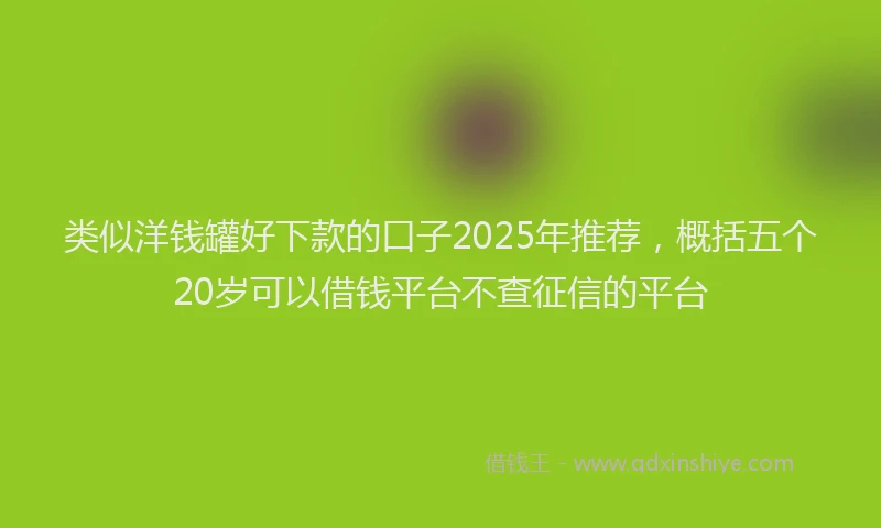 类似洋钱罐好下款的口子2025年推荐，概括五个20岁可以借钱平台不查征信的平台