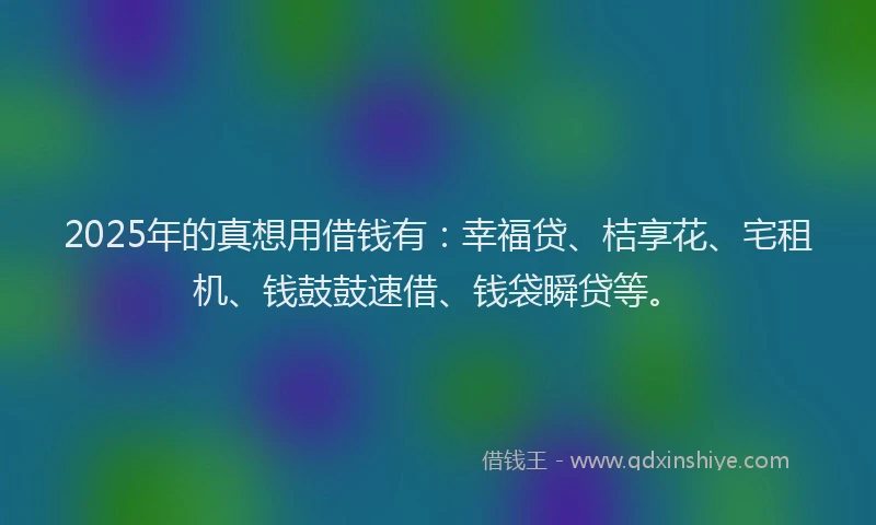 2025年的真想用借钱有：幸福贷、桔享花、宅租机、钱鼓鼓速借、钱袋瞬贷等。