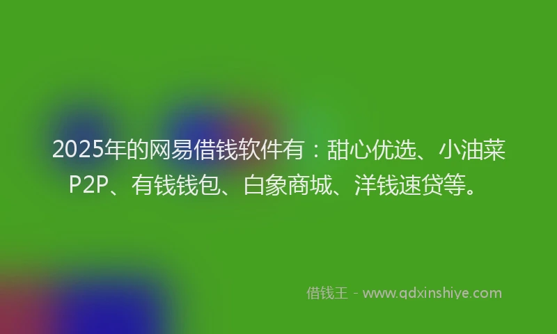 2025年的网易借钱软件有：甜心优选、小油菜P2P、有钱钱包、白象商城、洋钱速贷等。