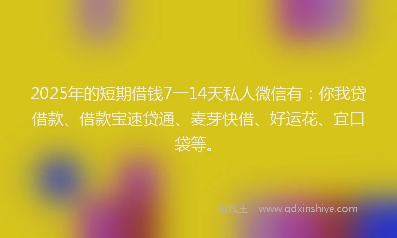 2025年的短期借钱7一14天私人微信有：你我贷借款、借款宝速贷通、麦芽快借、好运花、宜口袋等。