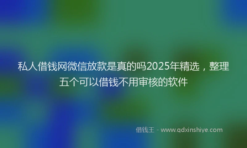 私人借钱网微信放款是真的吗2025年精选，整理五个可以借钱不用审核的软件