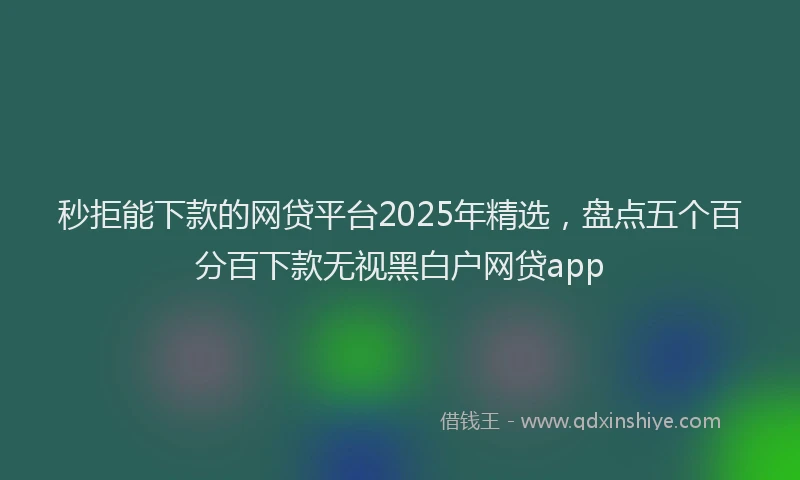 秒拒能下款的网贷平台2025年精选，盘点五个百分百下款无视黑白户网贷app