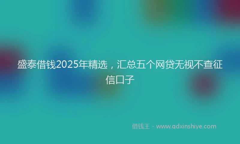 盛泰借钱2025年精选，汇总五个网贷无视不查征信口子