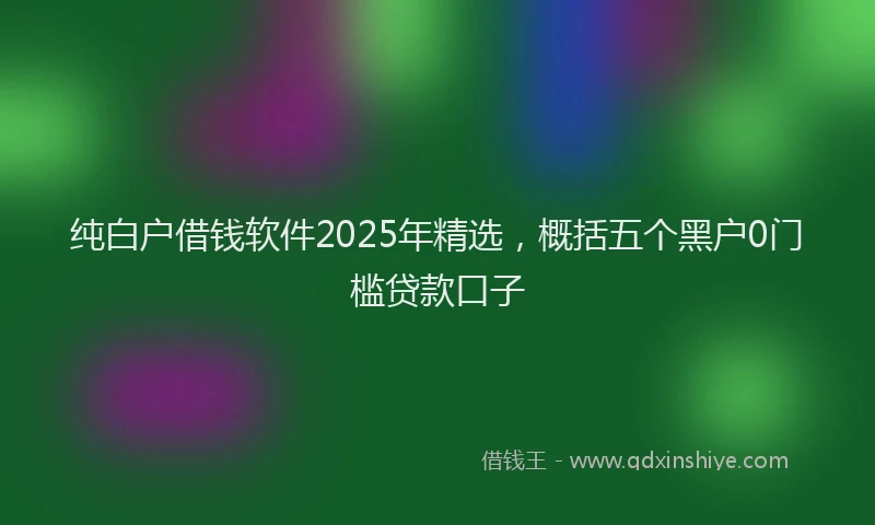 纯白户借钱软件2025年精选，概括五个黑户0门槛贷款口子