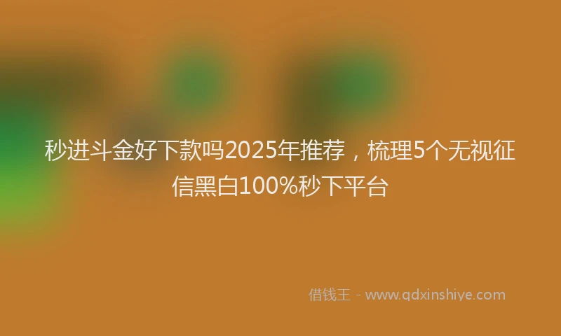 秒进斗金好下款吗2025年推荐，梳理5个无视征信黑白100%秒下平台