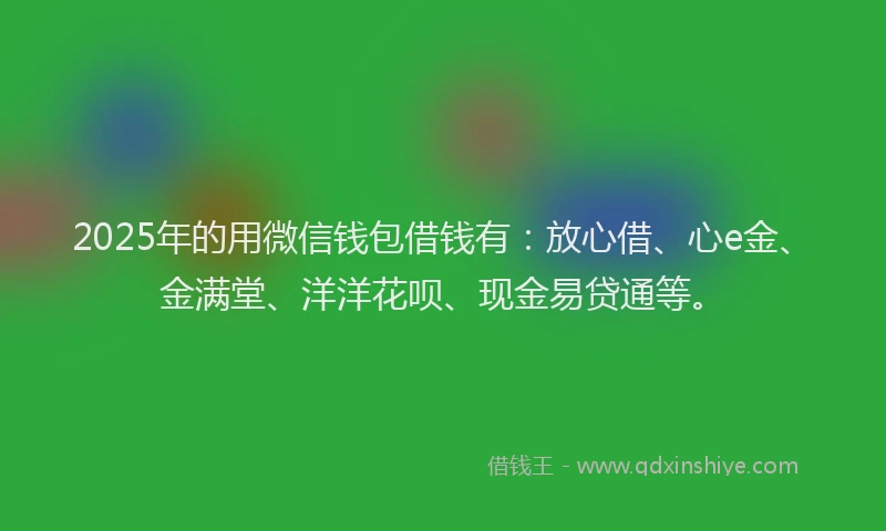 2025年的用微信钱包借钱有：放心借、心e金、金满堂、洋洋花呗、现金易贷通等。