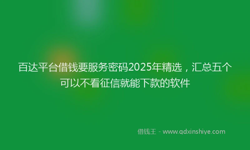 百达平台借钱要服务密码2025年精选，汇总五个可以不看征信就能下款的软件
