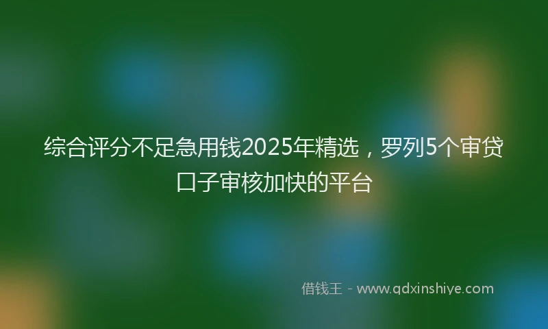 综合评分不足急用钱2025年精选，罗列5个审贷口子审核加快的平台