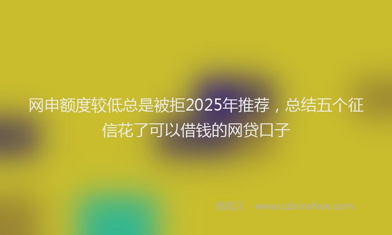 网申额度较低总是被拒2025年推荐，总结五个征信花了可以借钱的网贷口子