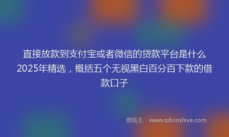 直接放款到支付宝或者微信的贷款平台是什么2025年精选，概括五个无视黑白百分百下款的借款口子