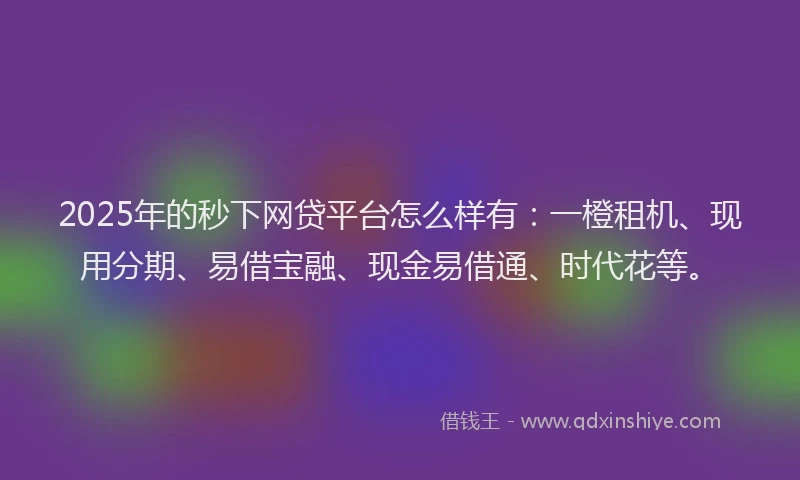 2025年的秒下网贷平台怎么样有：一橙租机、现用分期、易借宝融、现金易借通、时代花等。
