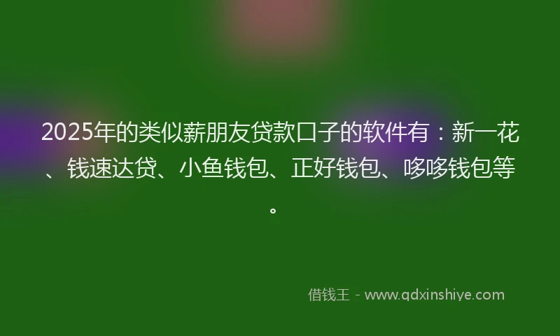 2025年的类似薪朋友贷款口子的软件有：新一花、钱速达贷、小鱼钱包、正好钱包、哆哆钱包等。