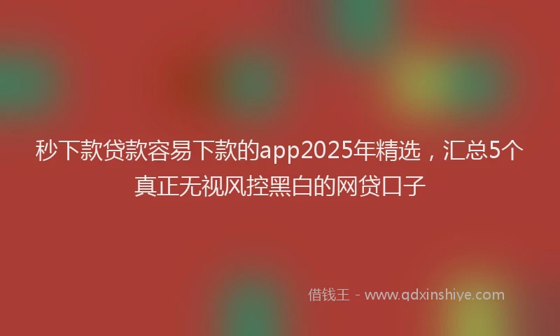 秒下款贷款容易下款的app2025年精选，汇总5个真正无视风控黑白的网贷口子