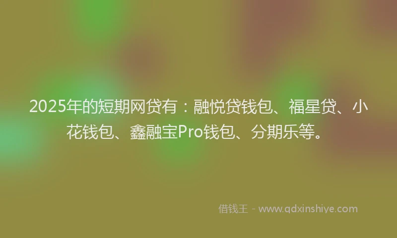 2025年的短期网贷有：融悦贷钱包、福星贷、小花钱包、鑫融宝Pro钱包、分期乐等。