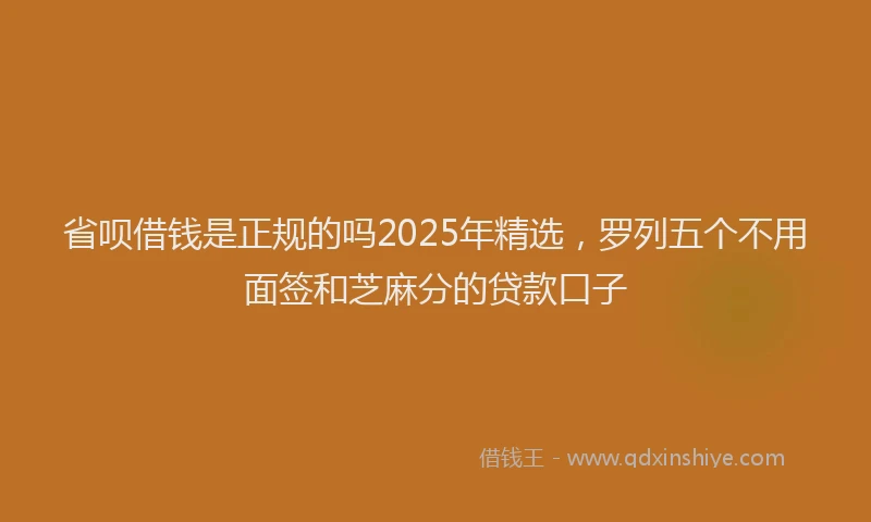 省呗借钱是正规的吗2025年精选，罗列五个不用面签和芝麻分的贷款口子