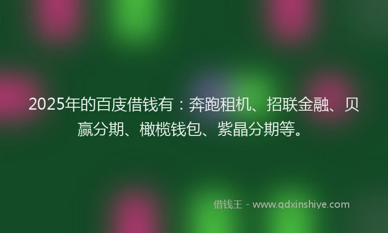 2025年的百庋借钱有：奔跑租机、招联金融、贝赢分期、橄榄钱包、紫晶分期等。