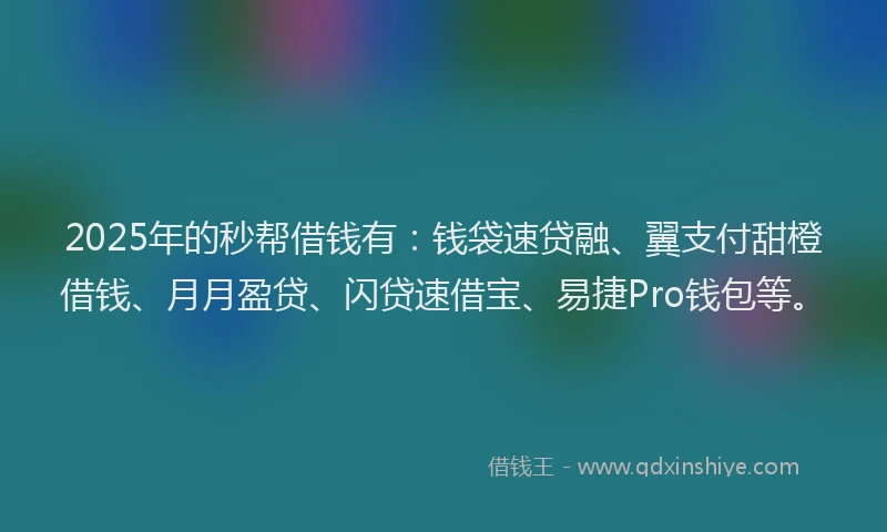2025年的秒帮借钱有：钱袋速贷融、翼支付甜橙借钱、月月盈贷、闪贷速借宝、易捷Pro钱包等。