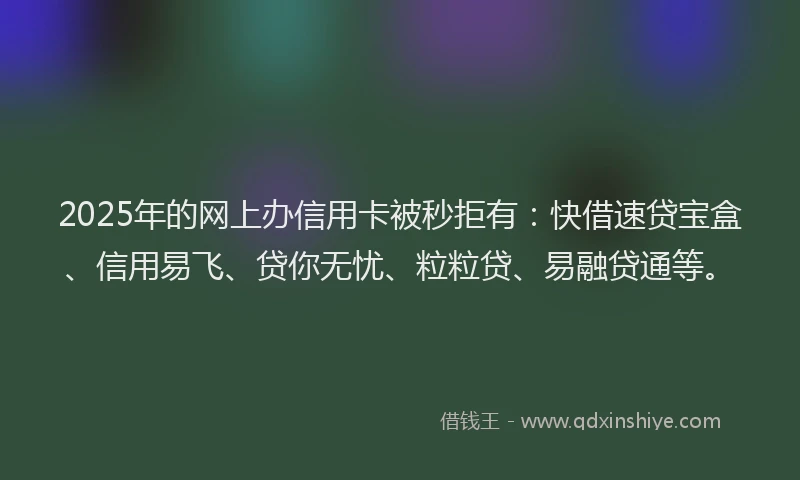 2025年的网上办信用卡被秒拒有：快借速贷宝盒、信用易飞、贷你无忧、粒粒贷、易融贷通等。