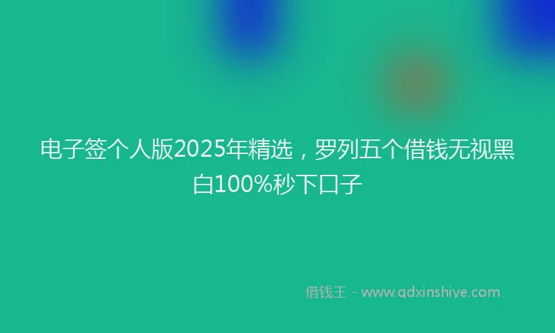 电子签个人版2025年精选，罗列五个借钱无视黑白100%秒下口子
