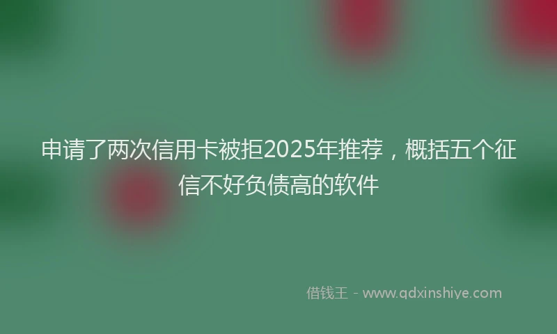 申请了两次信用卡被拒2025年推荐，概括五个征信不好负债高的软件