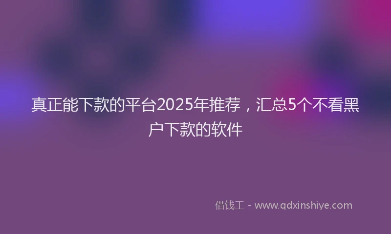 真正能下款的平台2025年推荐，汇总5个不看黑户下款的软件