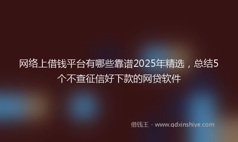 网络上借钱平台有哪些靠谱2025年精选，总结5个不查征信好下款的网贷软件