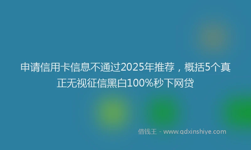 申请信用卡信息不通过2025年推荐，概括5个真正无视征信黑白100%秒下网贷