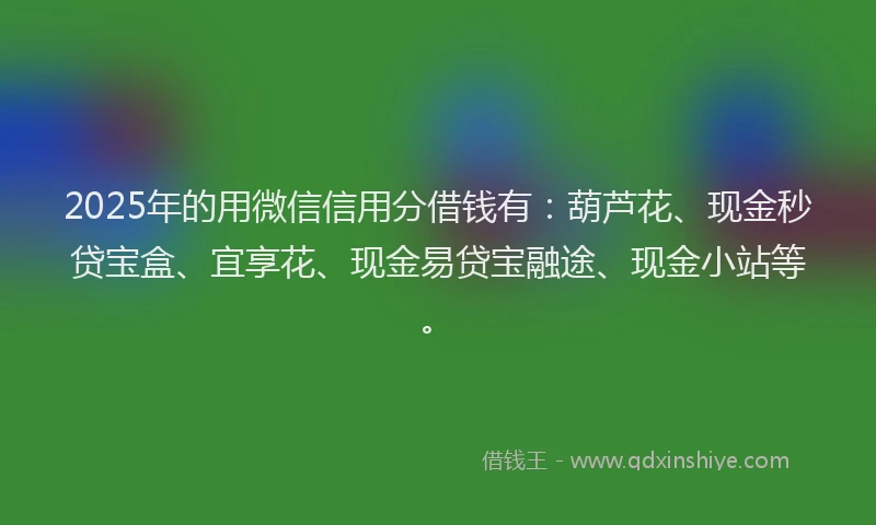 2025年的用微信信用分借钱有：葫芦花、现金秒贷宝盒、宜享花、现金易贷宝融途、现金小站等。