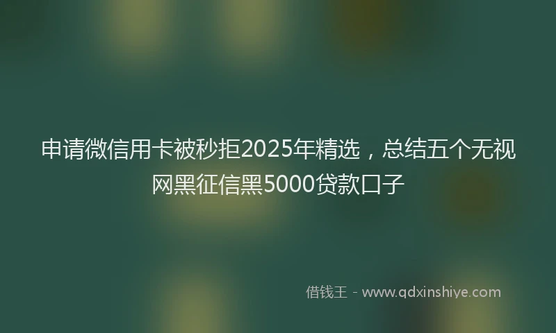 申请微信用卡被秒拒2025年精选，总结五个无视网黑征信黑5000贷款口子