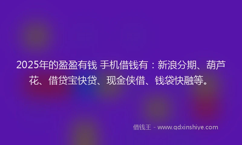 2025年的盈盈有钱 手机借钱有：新浪分期、葫芦花、借贷宝快贷、现金侠借、钱袋快融等。