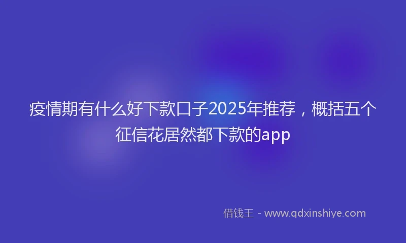 疫情期有什么好下款口子2025年推荐，概括五个征信花居然都下款的app