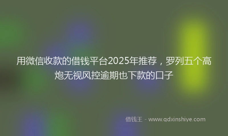 用微信收款的借钱平台2025年推荐，罗列五个高炮无视风控逾期也下款的口子