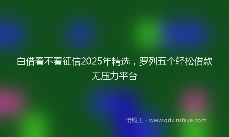 白借看不看征信2025年精选，罗列五个轻松借款无压力平台