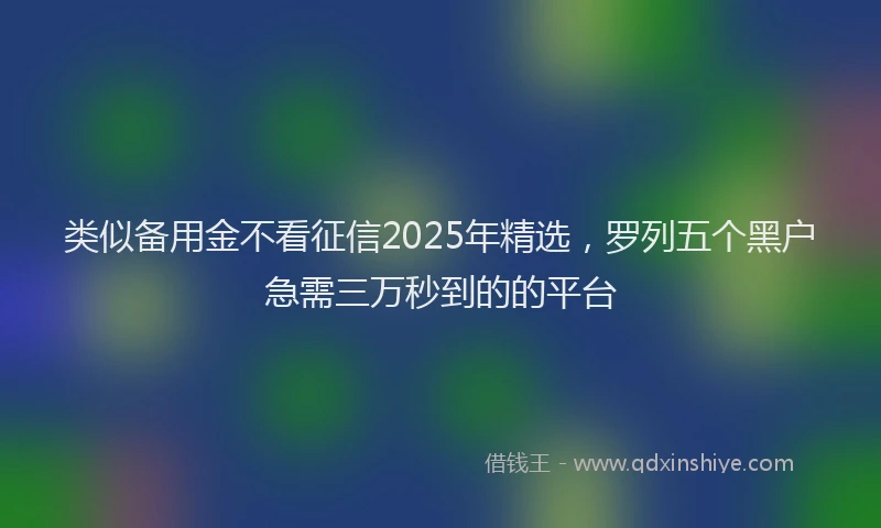 类似备用金不看征信2025年精选，罗列五个黑户急需三万秒到的的平台