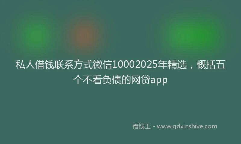 私人借钱联系方式微信10002025年精选，概括五个不看负债的网贷app
