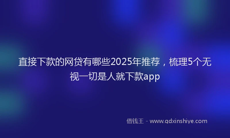 直接下款的网贷有哪些2025年推荐，梳理5个无视一切是人就下款app